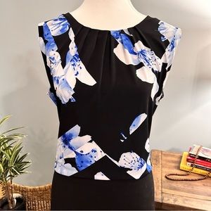 Calvin Klein Sleeveless Blouse Size Lg Black/Blue